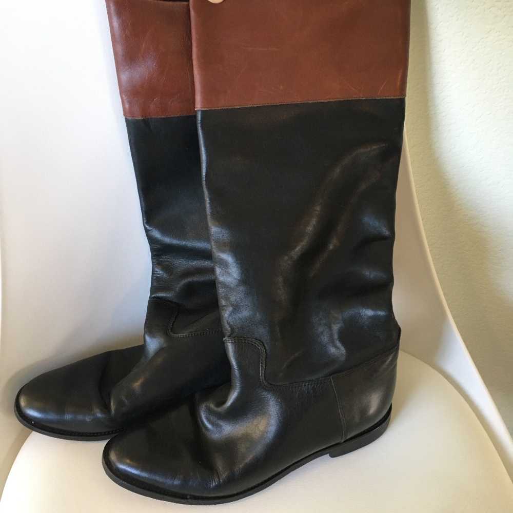 Two Tone Leather Riding Boots - Size 8.5